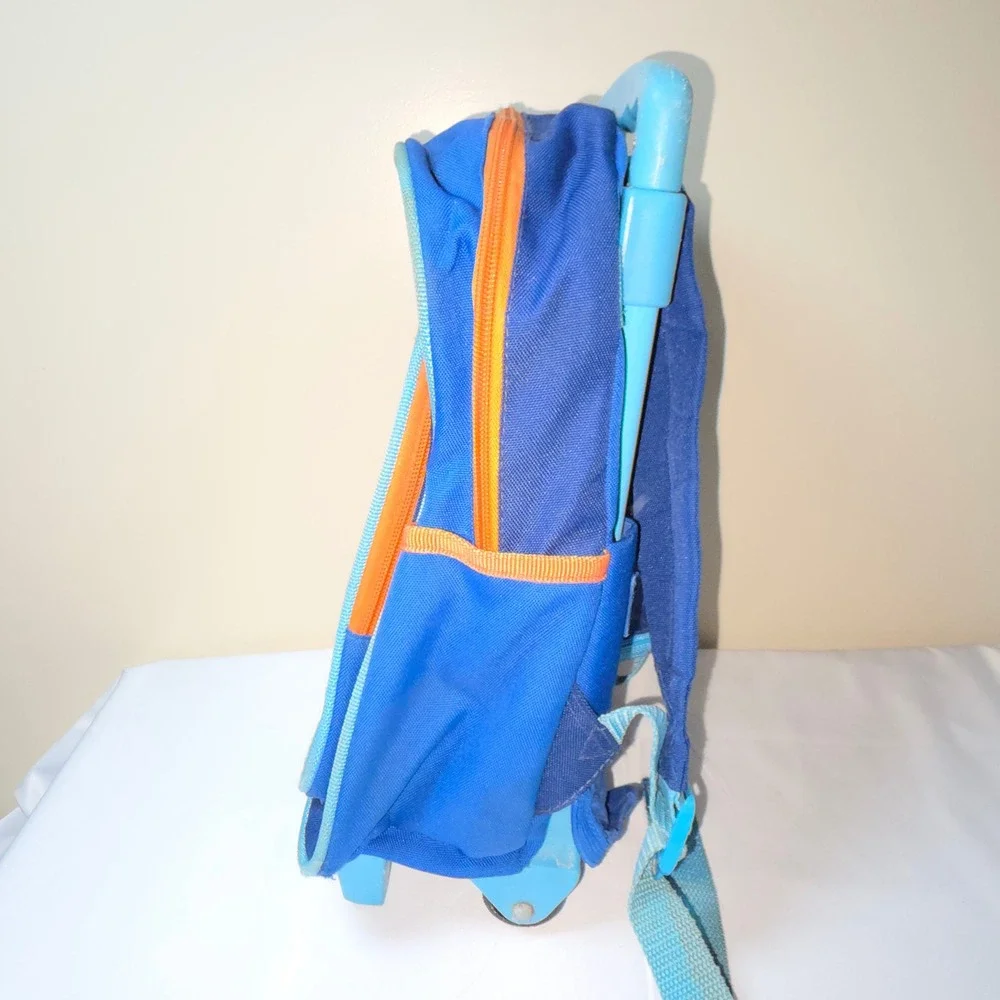 Vtg Rare Go Diego Go Kids Rolling Backpack Blue Orange To The Rescue‎ 15 inch